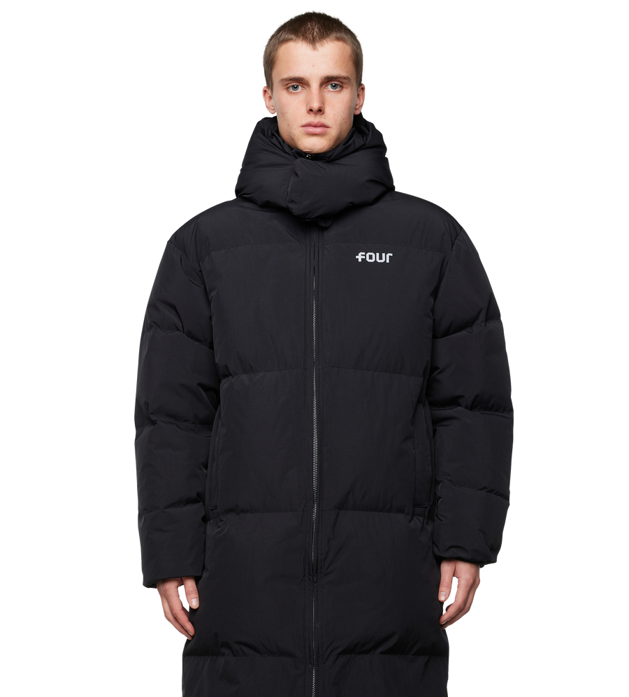 Long Logo Puffer Jacket Black