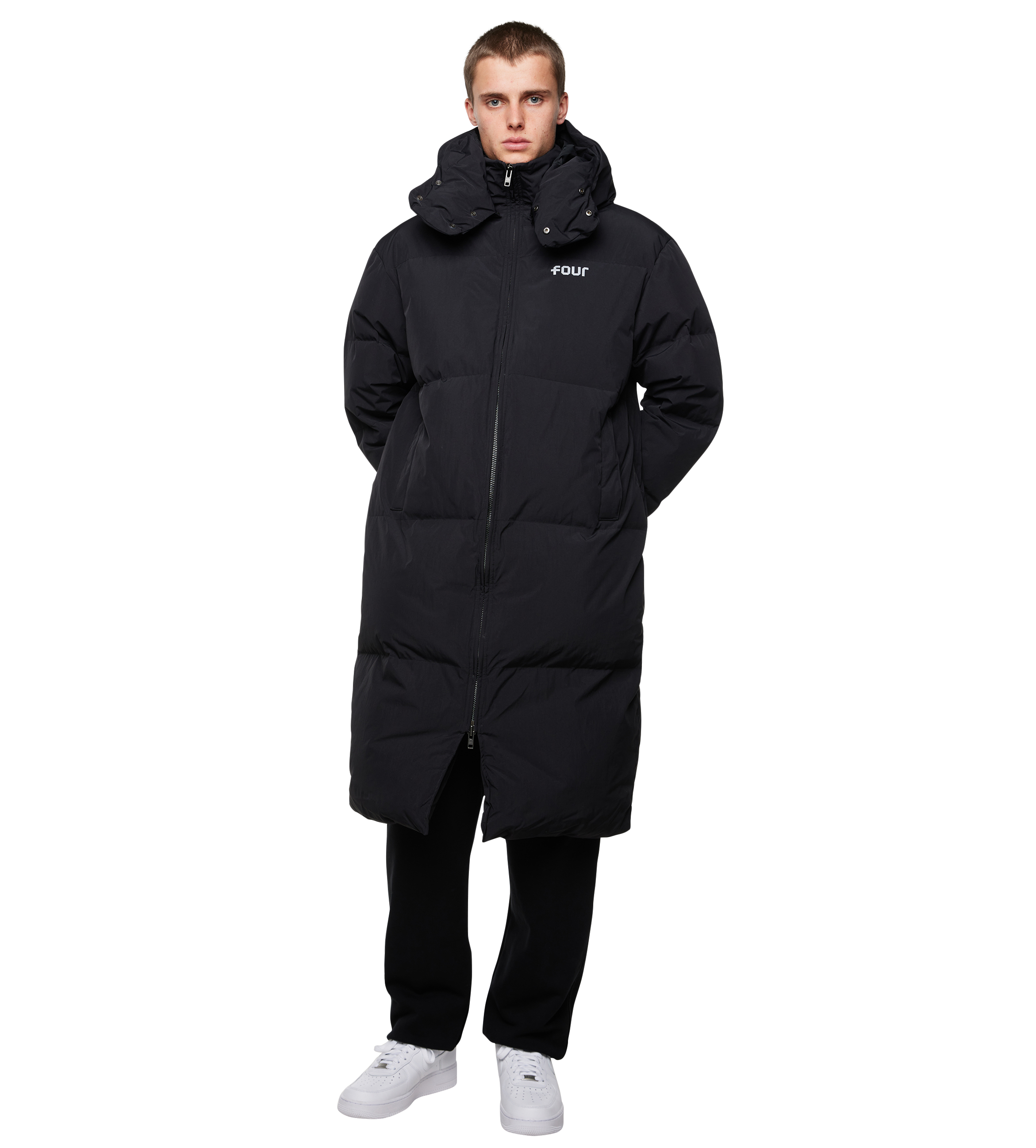 Long Logo Puffer Jacket Black