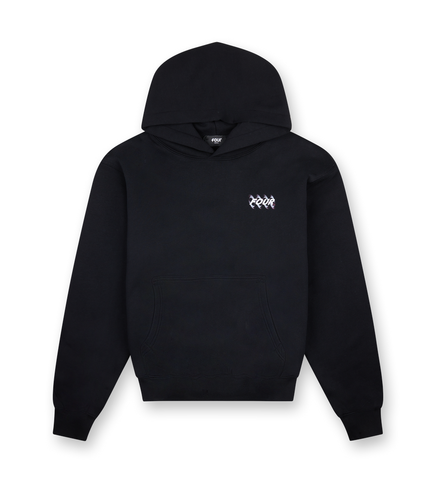 Blurry Circles Double Layered Hoodie Black