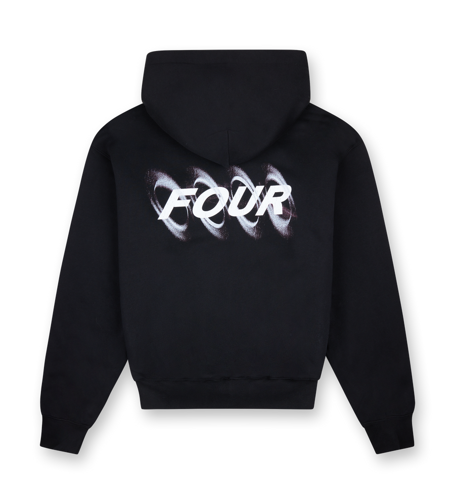 Blurry Circles Double Layered Hoodie Black