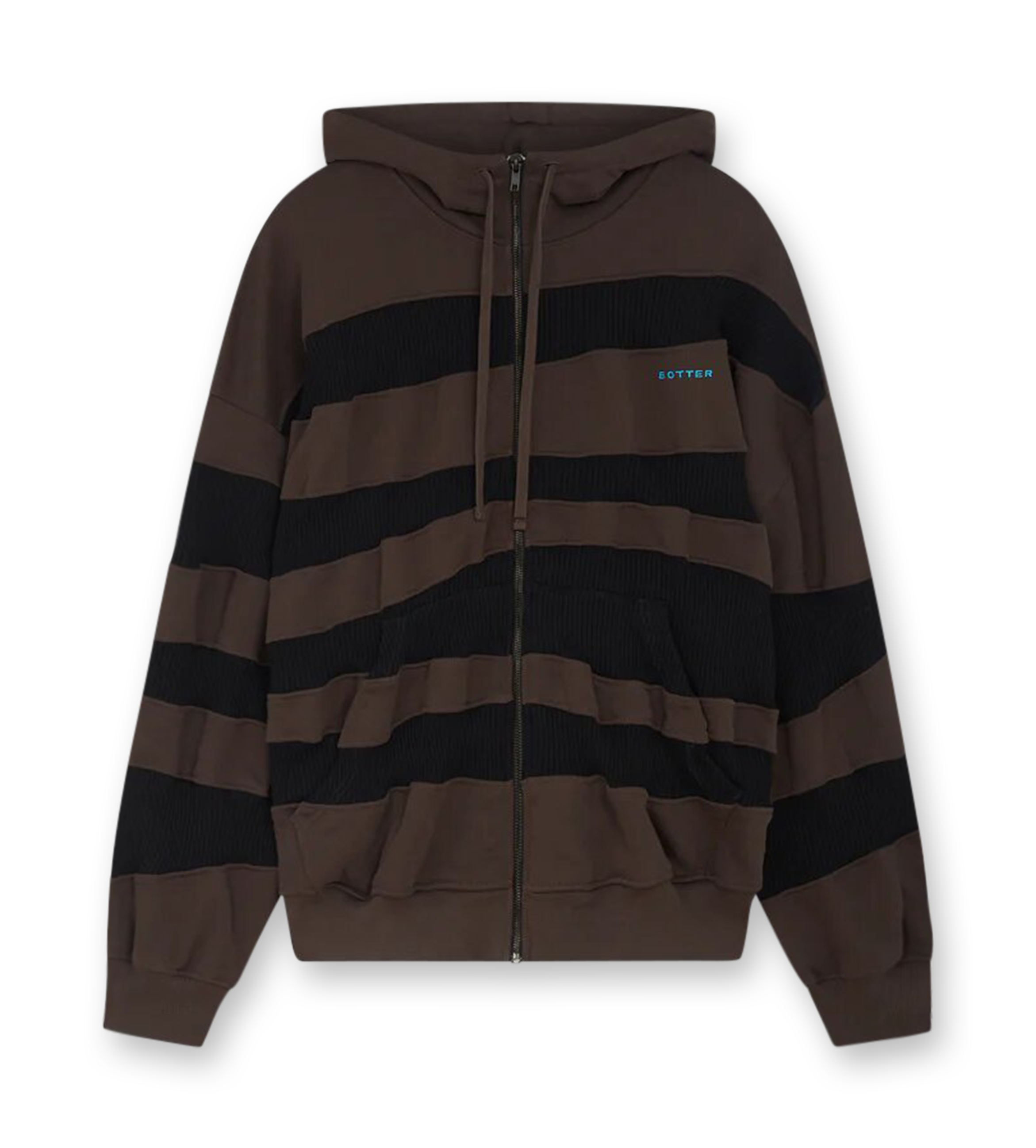 Rib Zip Hoodie Brown