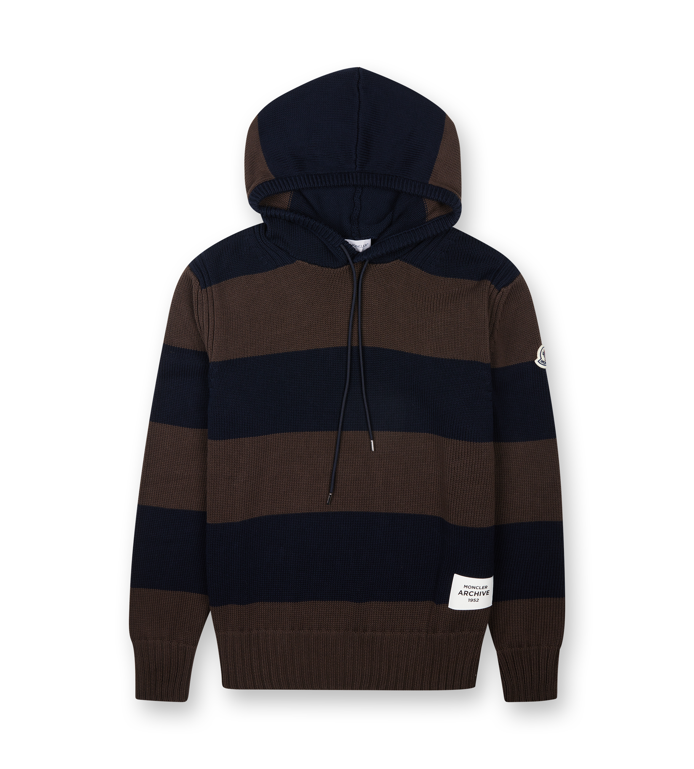 Striped Cotton Hoodie Brown Blue