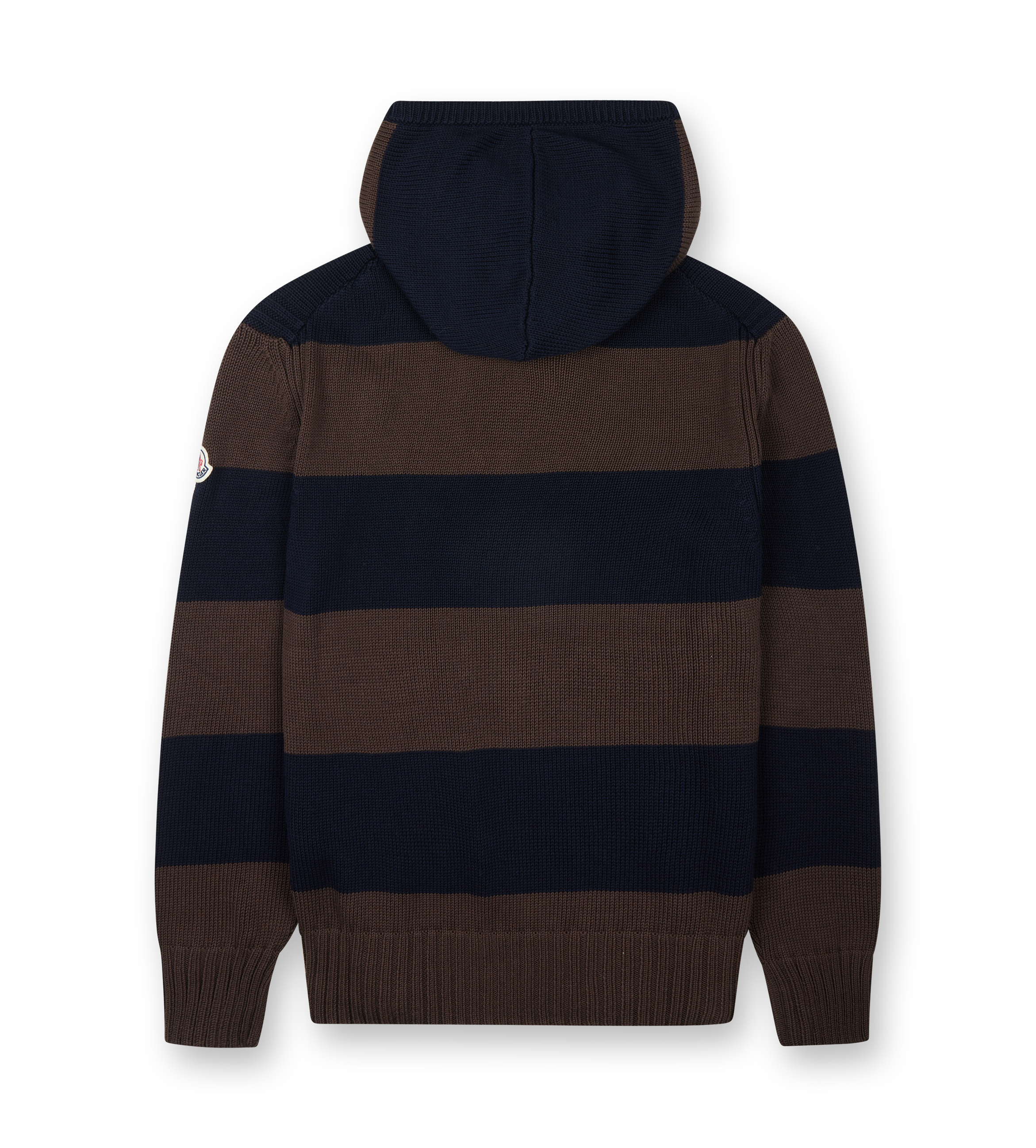 Striped Cotton Hoodie Brown Blue