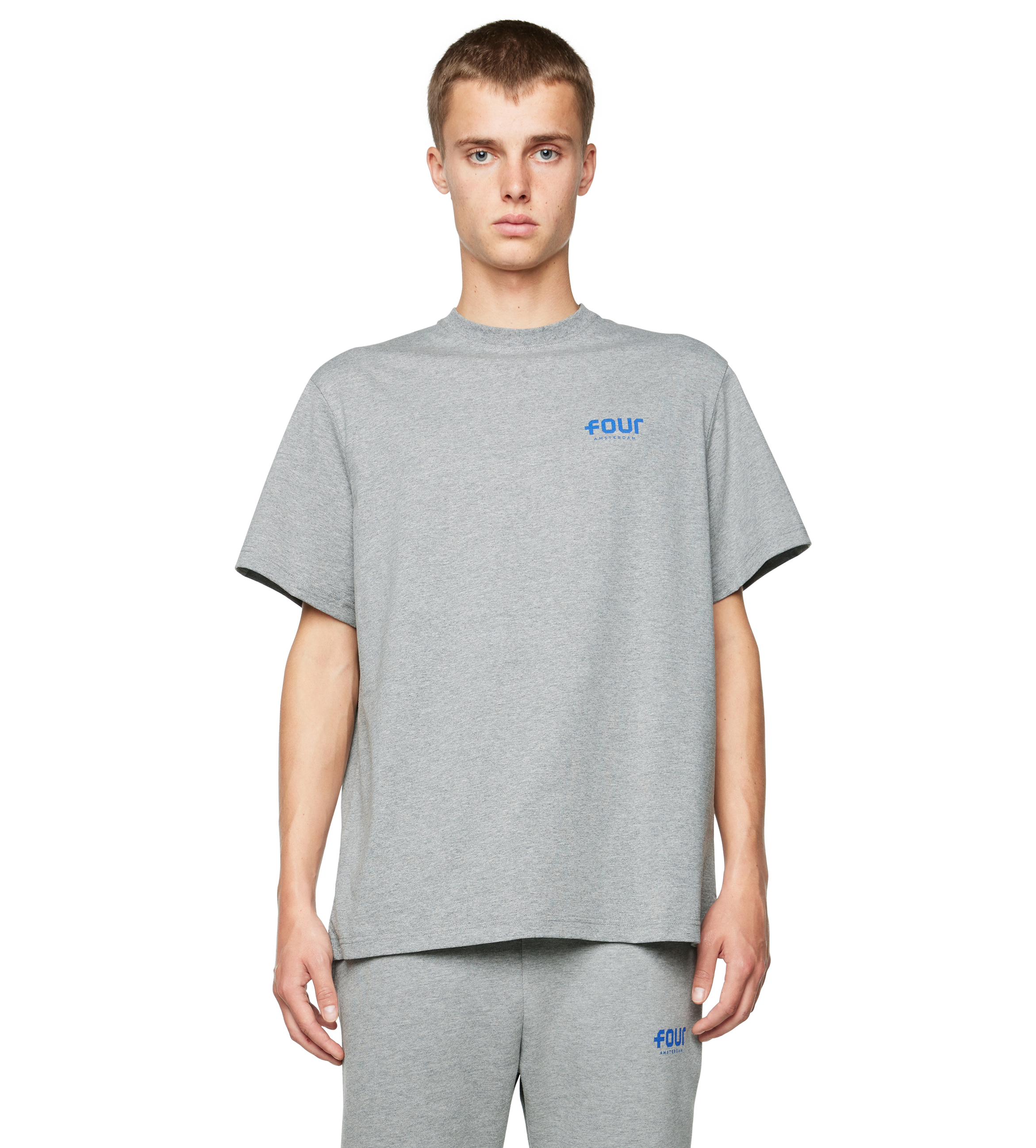 Blue Logo T-shirt Grey Melange