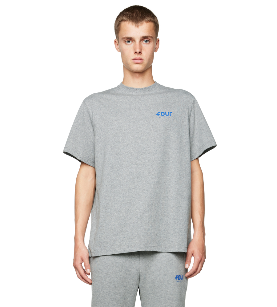 Blue Logo T-shirt Grey Melange