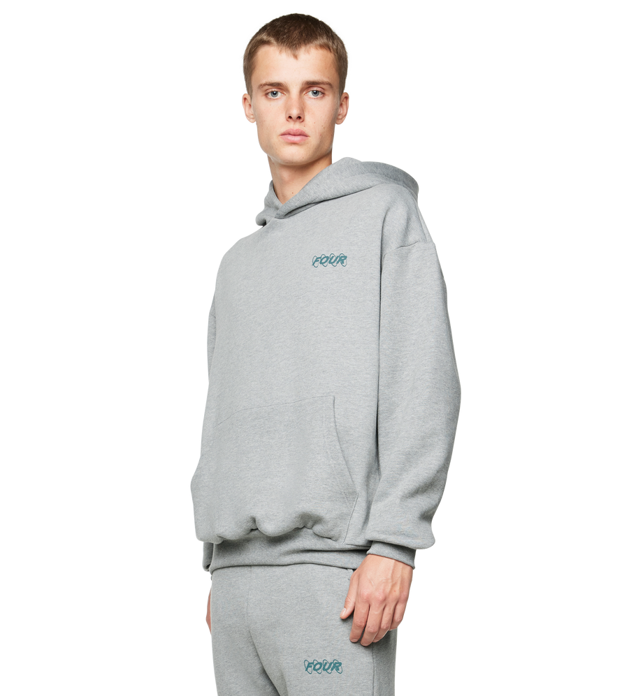 Green Circles Logo Hoodie Grey Melange