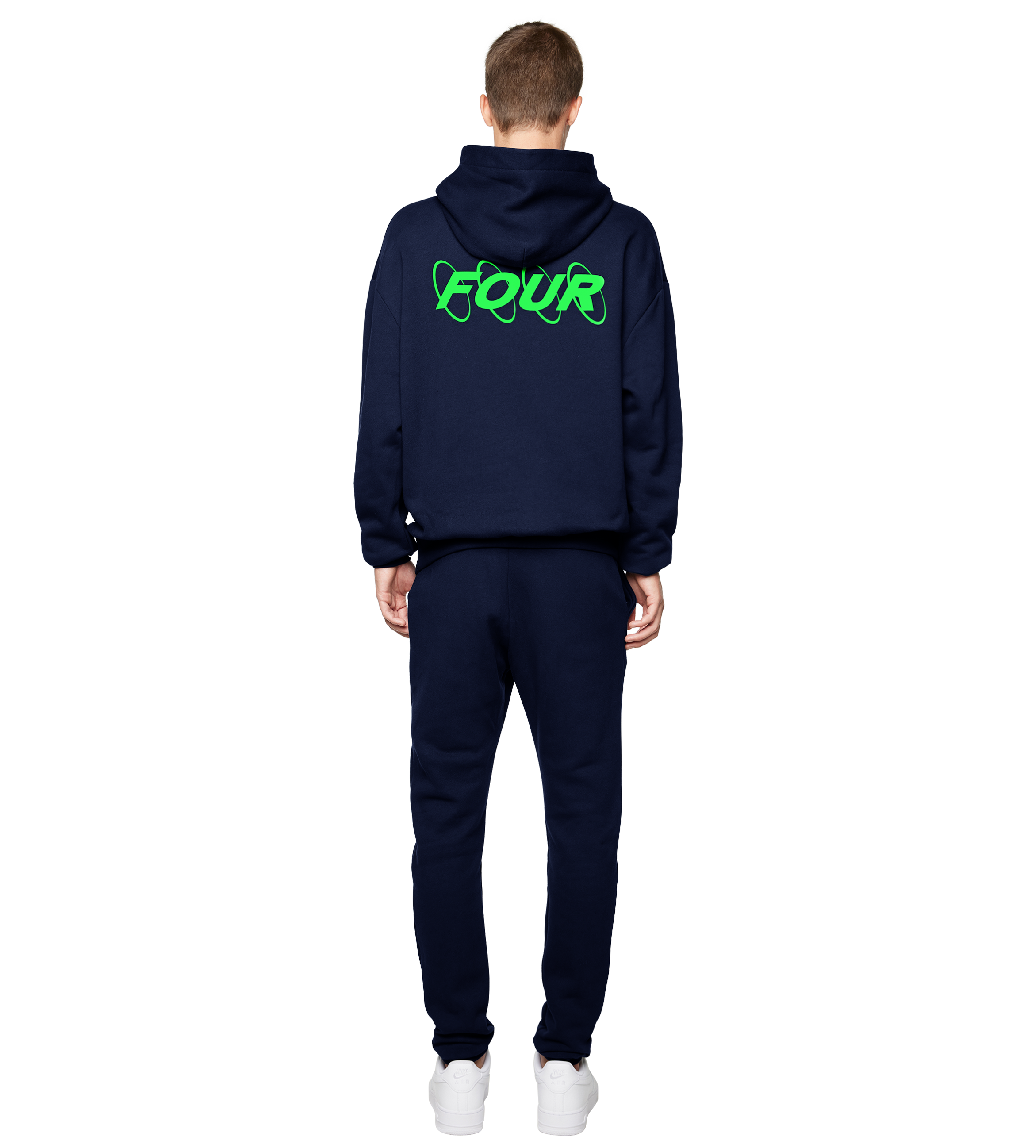 Neon Green Circles Logo Sweatpants Marine Blue