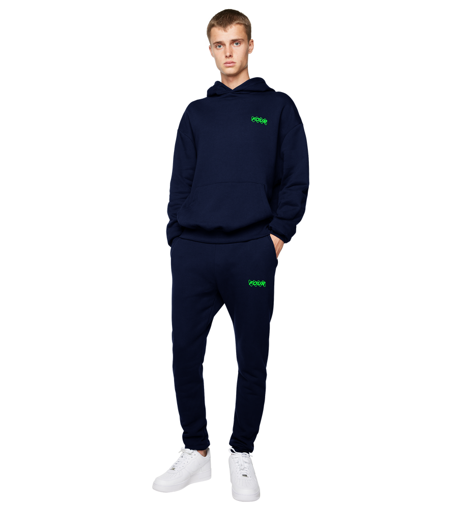 Neon Green Circles Logo Sweatpants Marine Blue