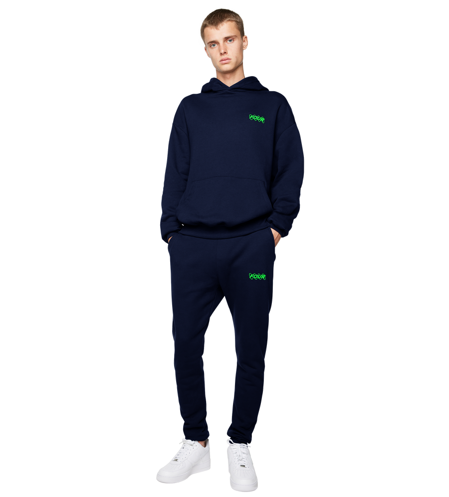 Neon Green Circles Logo Sweatpants Marine Blue