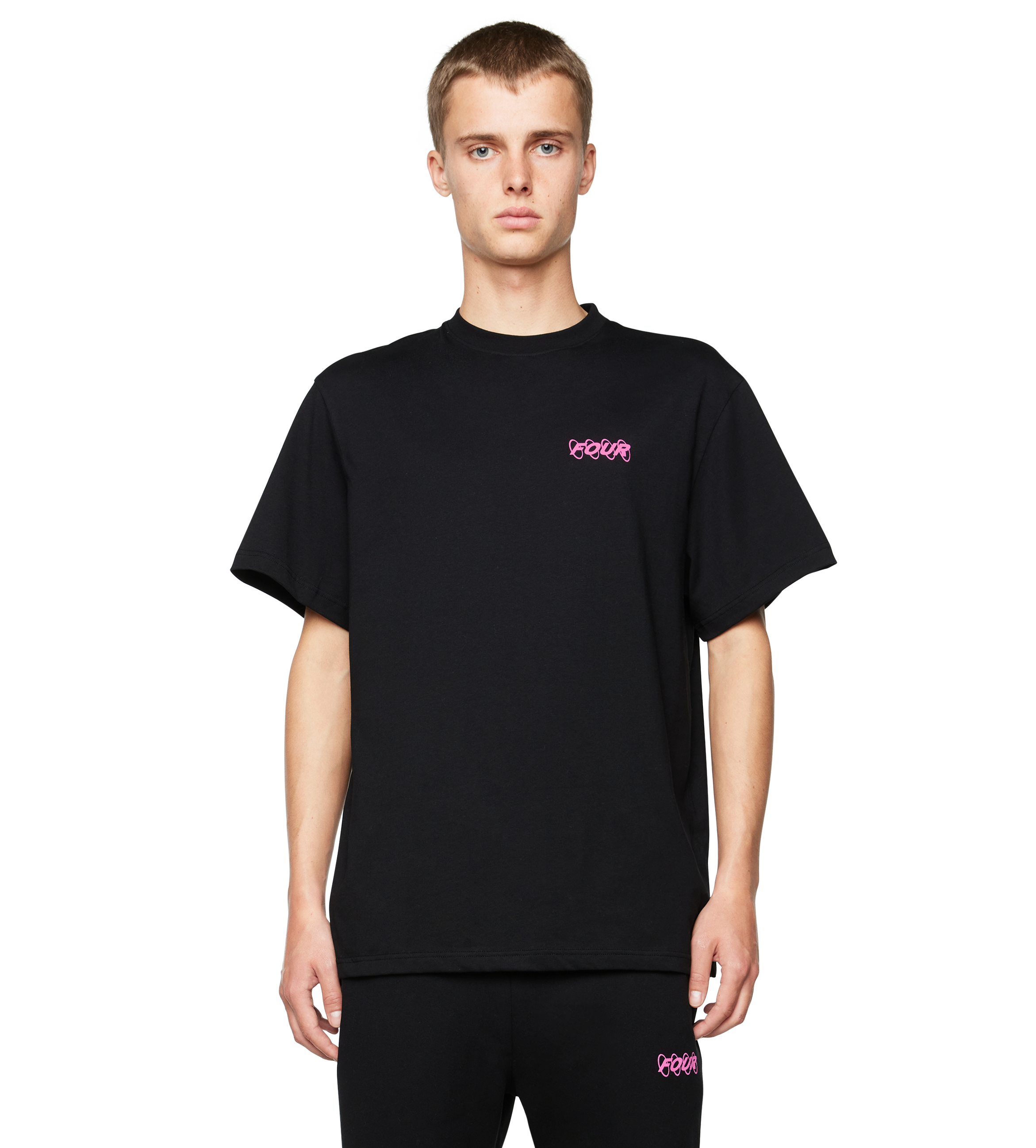 Pink Circles Logo T-shirt Black