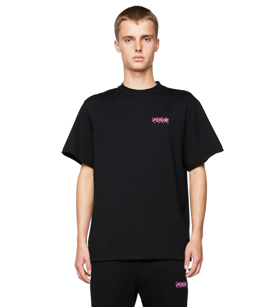 Pink Circles Logo T-shirt Black