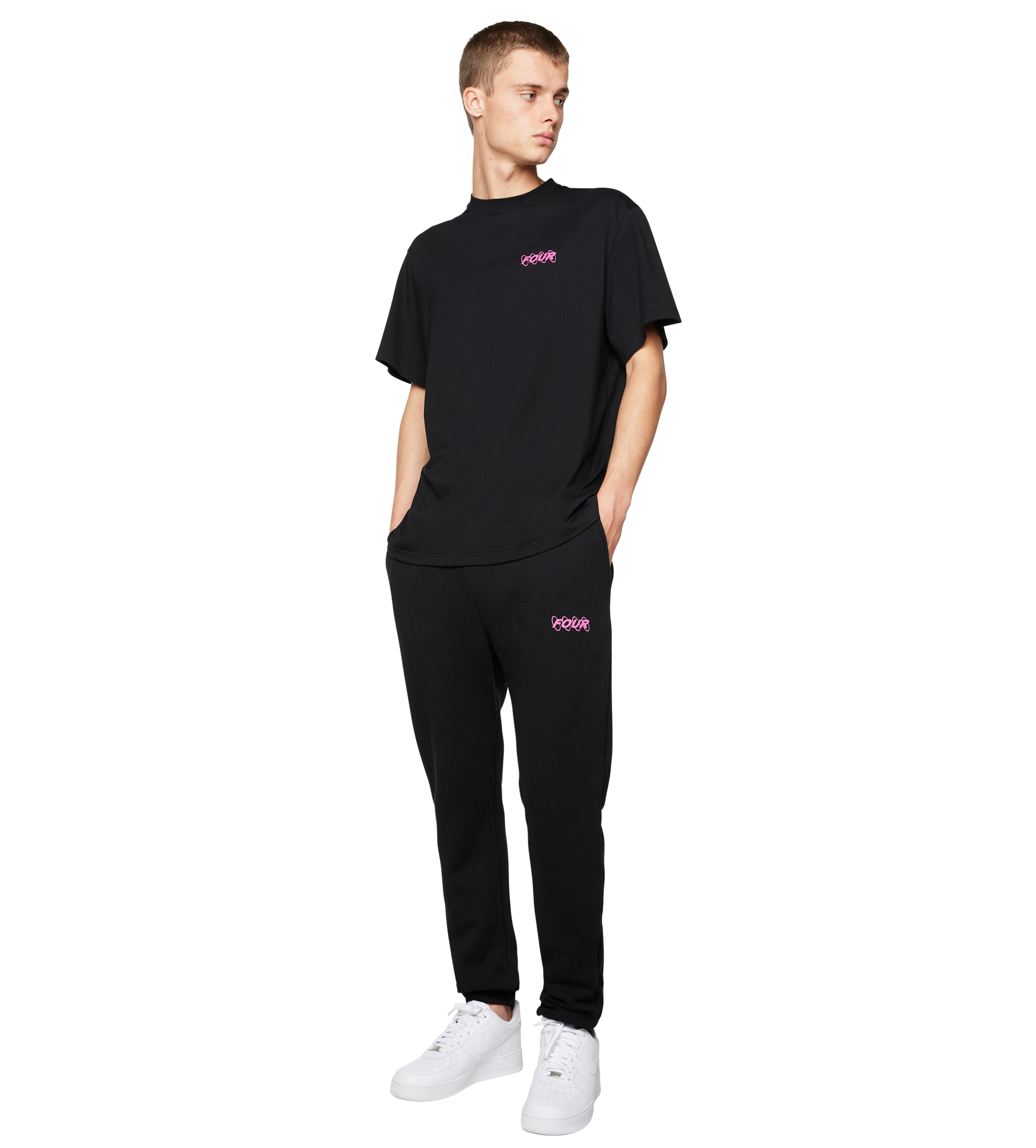 Pink Circles Logo T-shirt Black