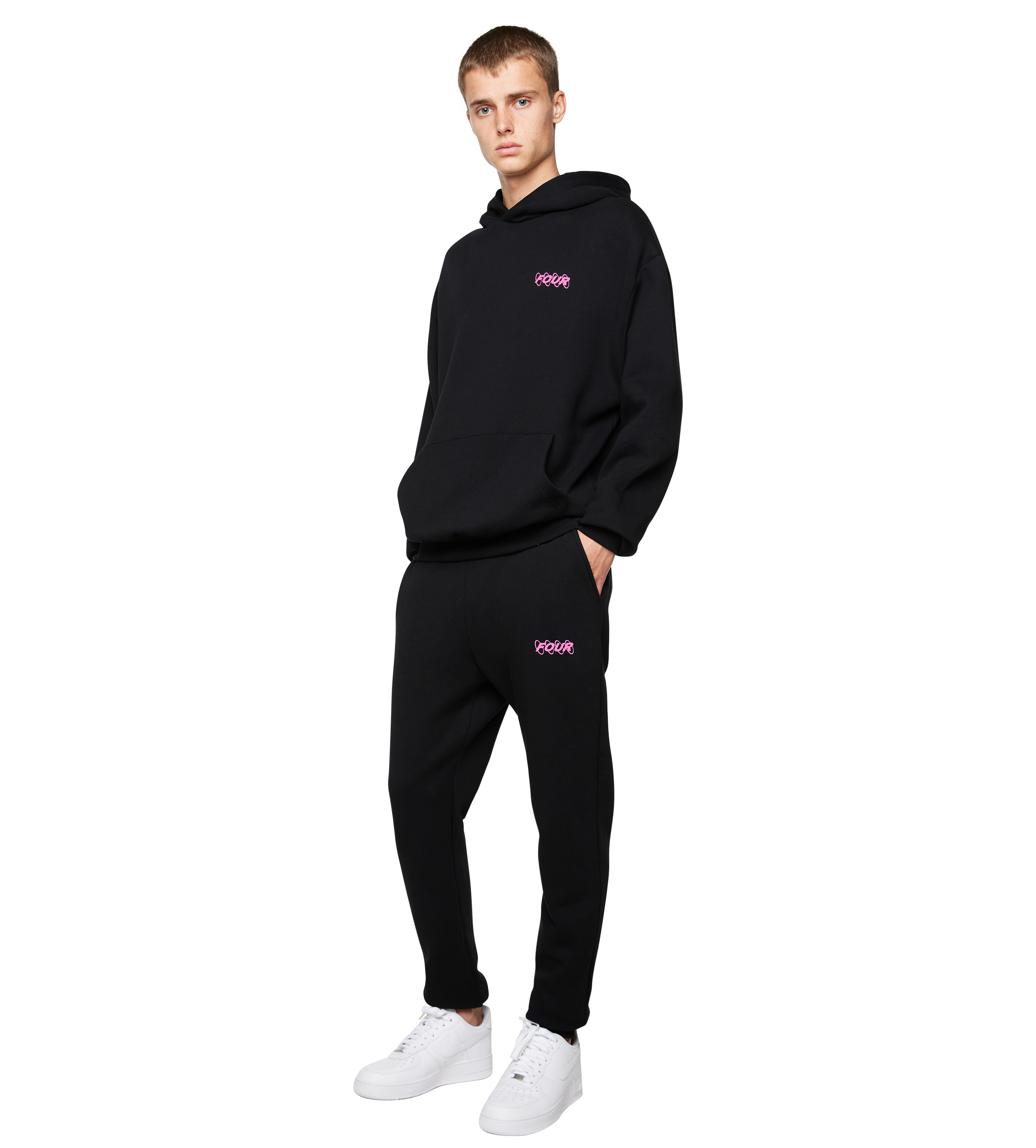 Pink Circles Logo Sweatpants Black