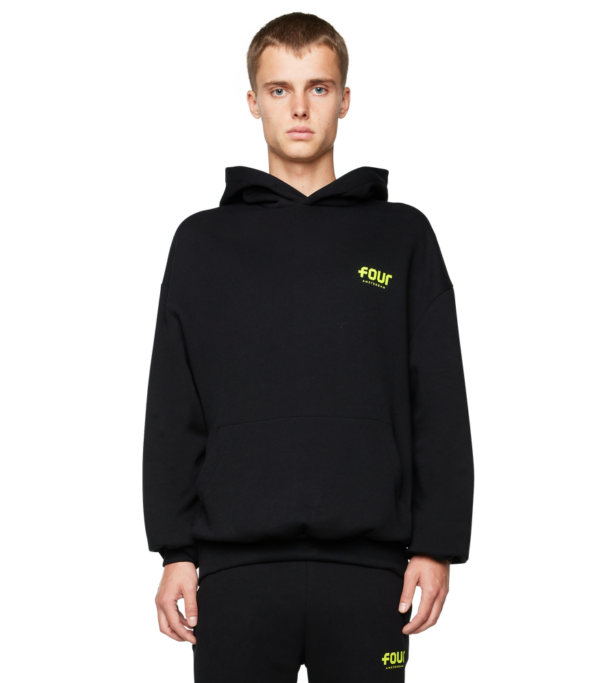 Neon Yellow Logo Hoodie Black