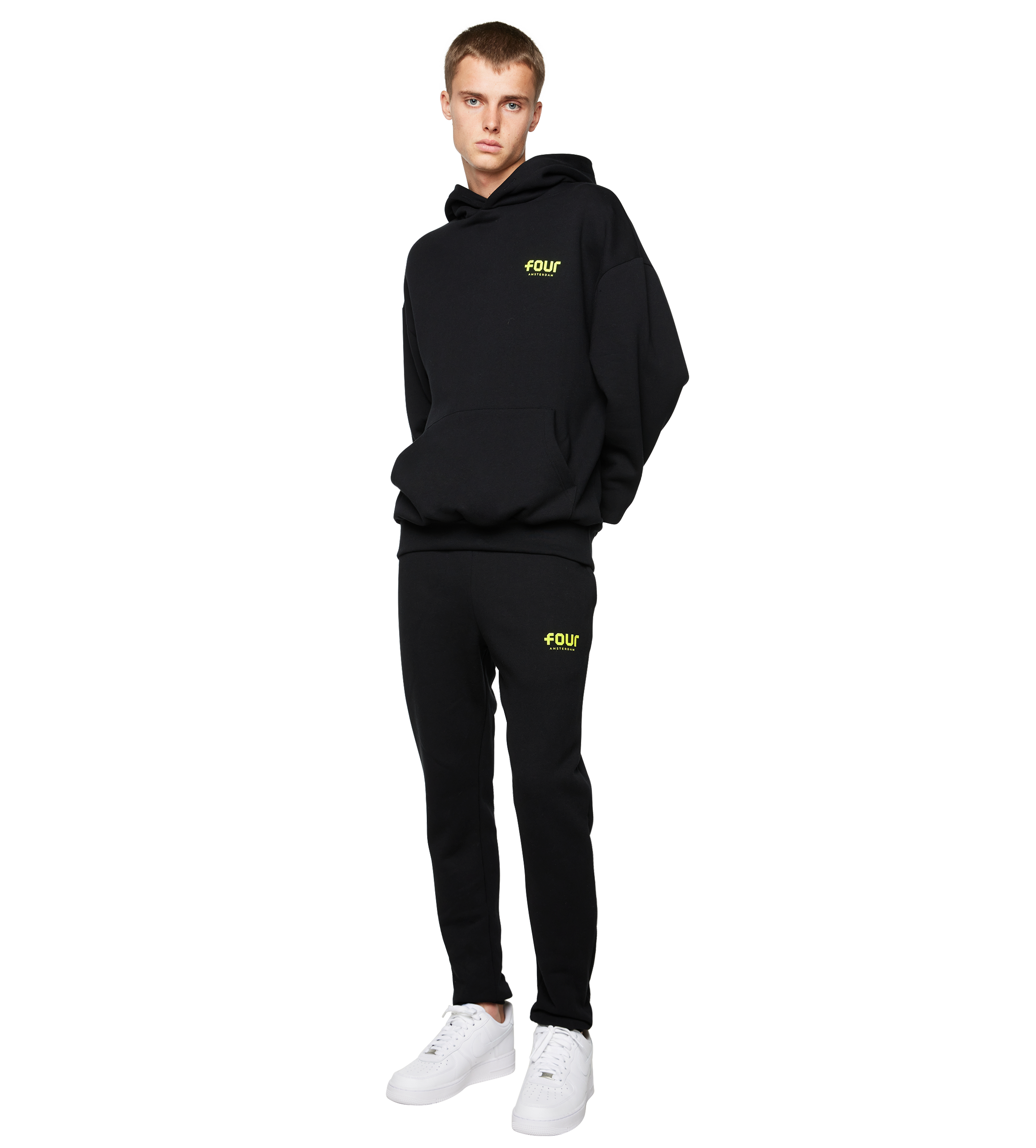 Neon Yellow Logo Sweatpants Black