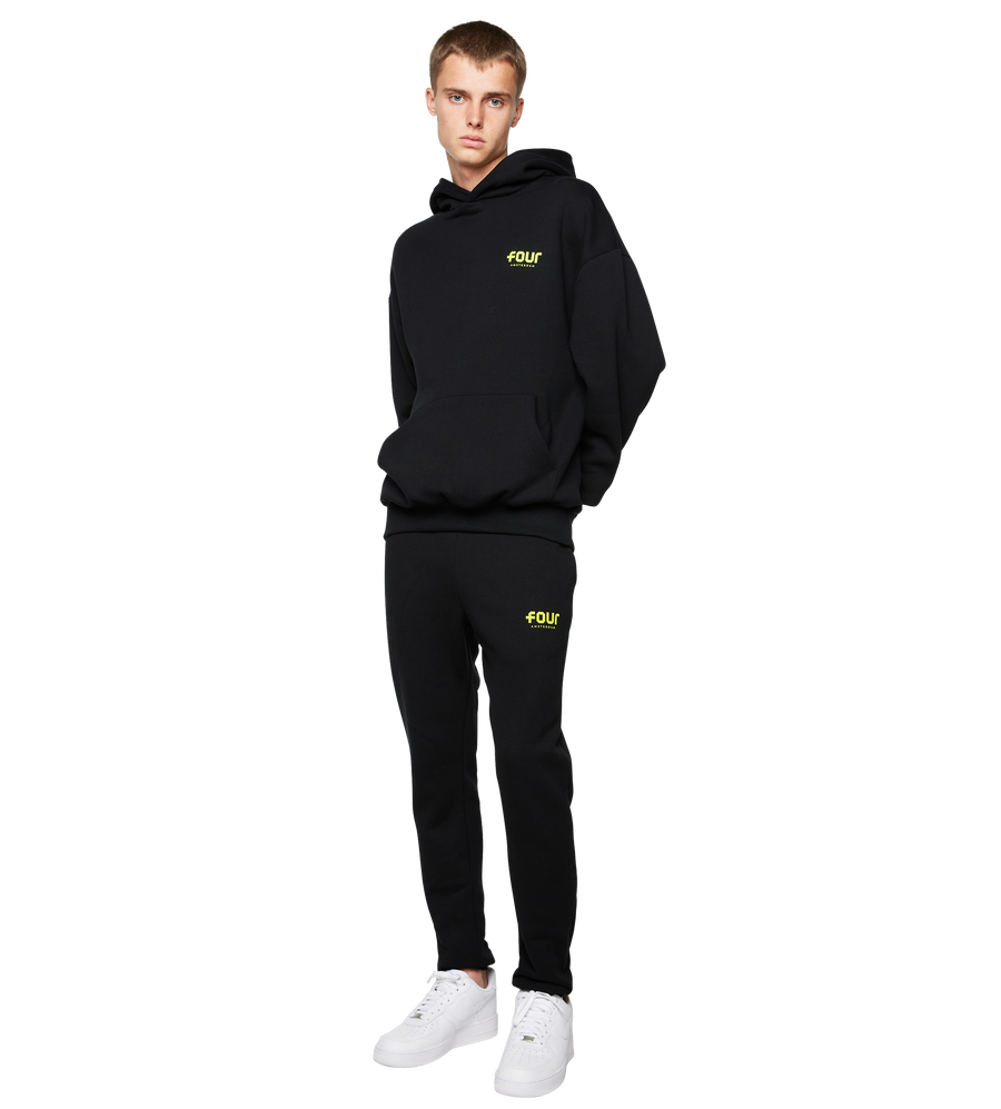 Neon Yellow Logo Sweatpants Black