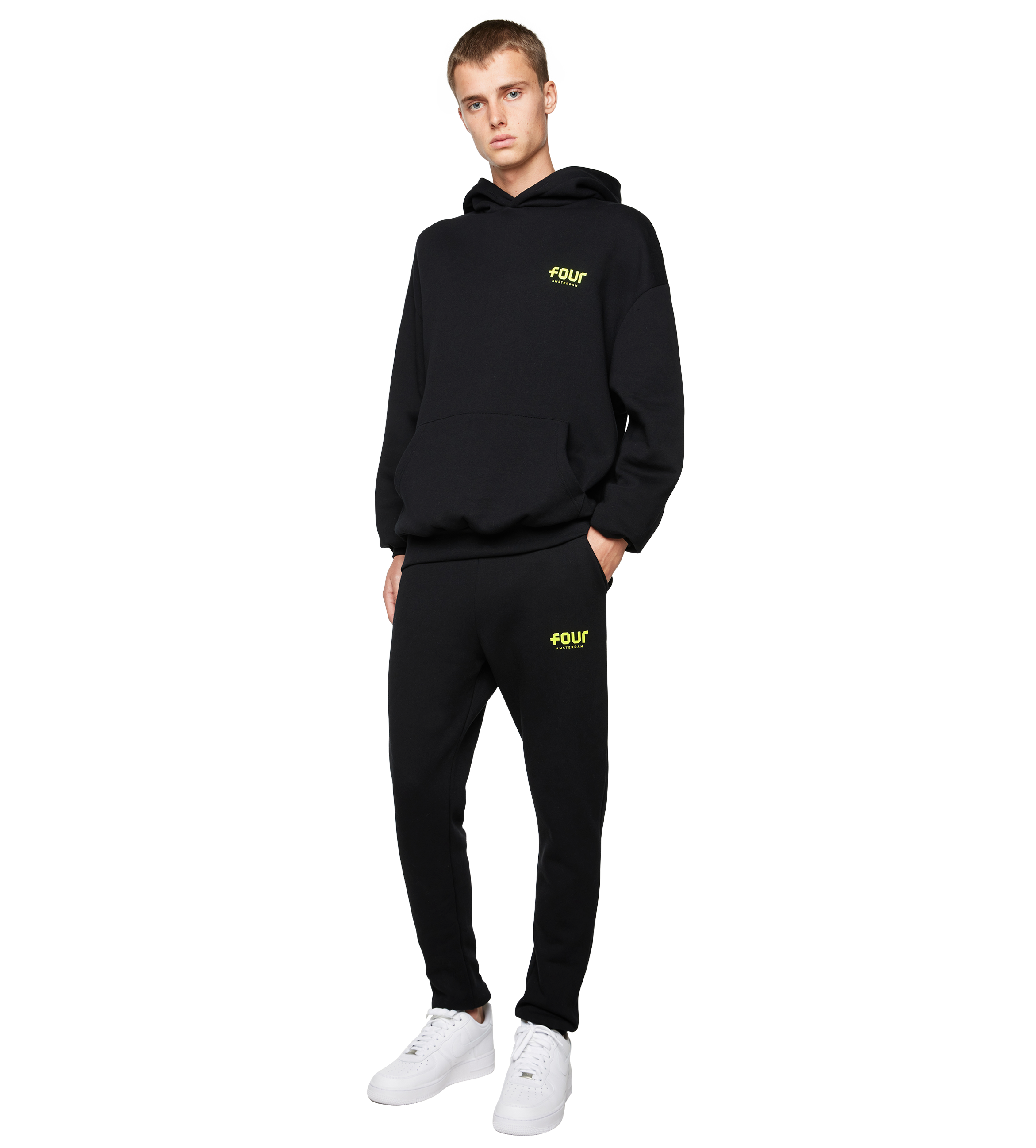 Neon Yellow Logo Hoodie Black