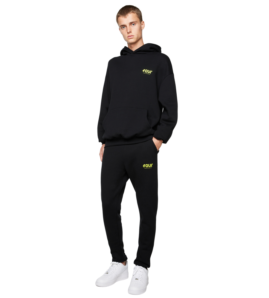 Neon Yellow Logo Sweatpants Black