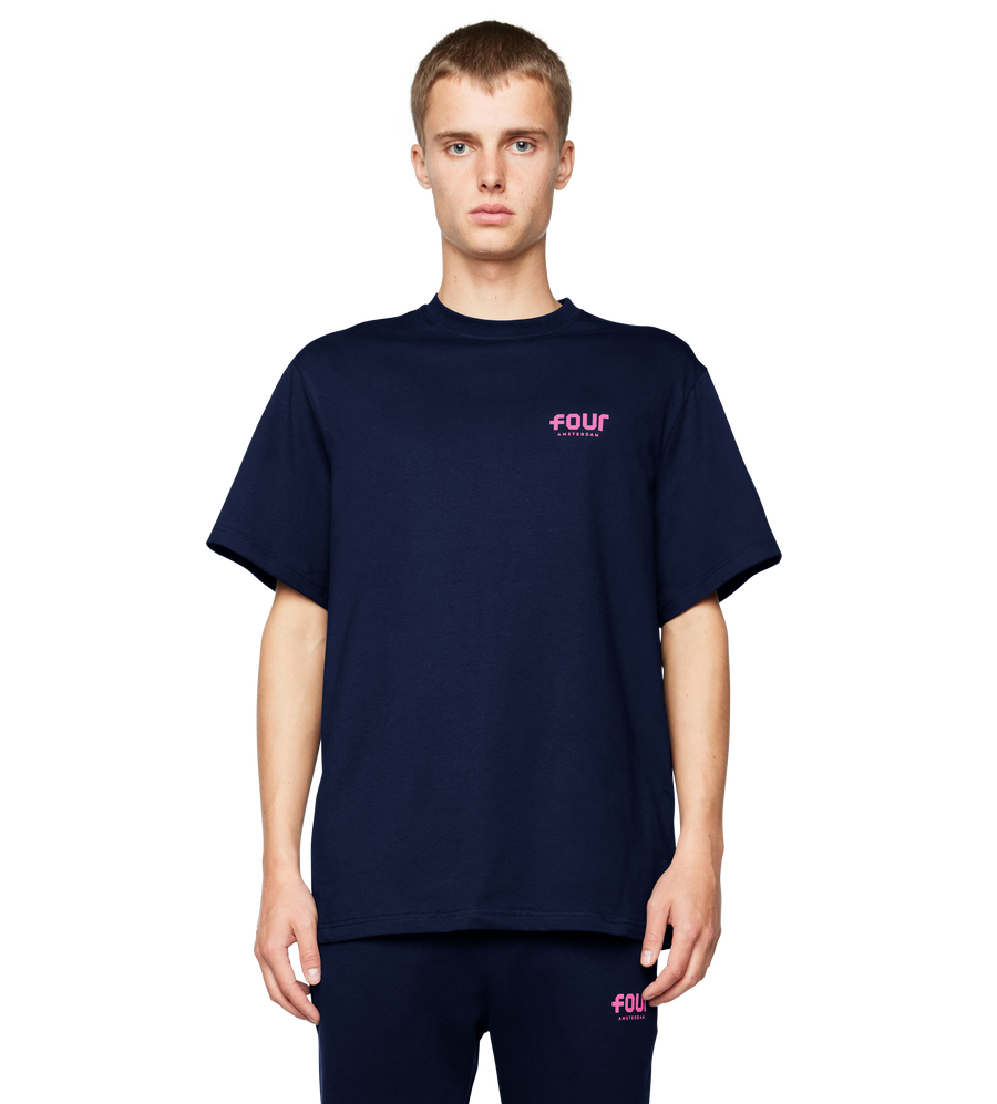 Pink Logo T-shirt Marine Blue