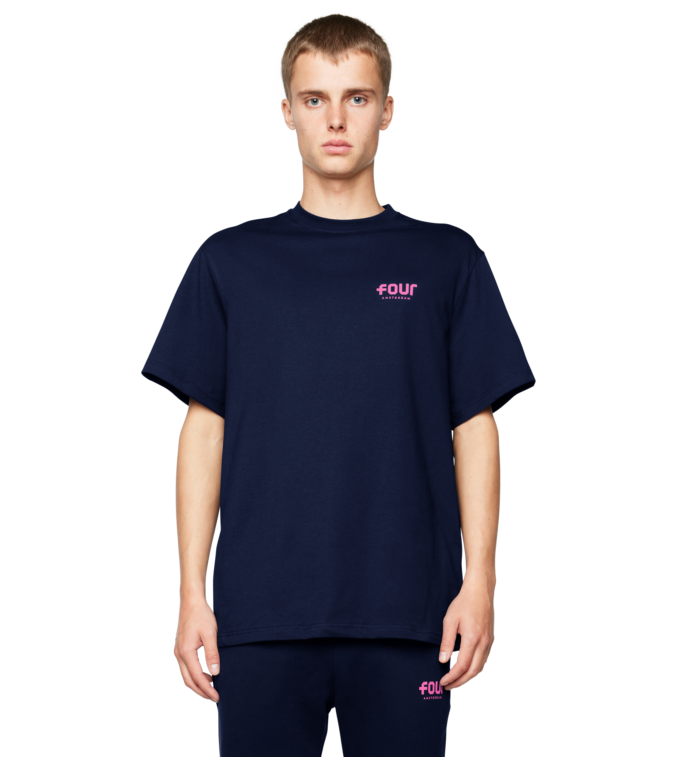 Pink Logo T-shirt Marine Blue