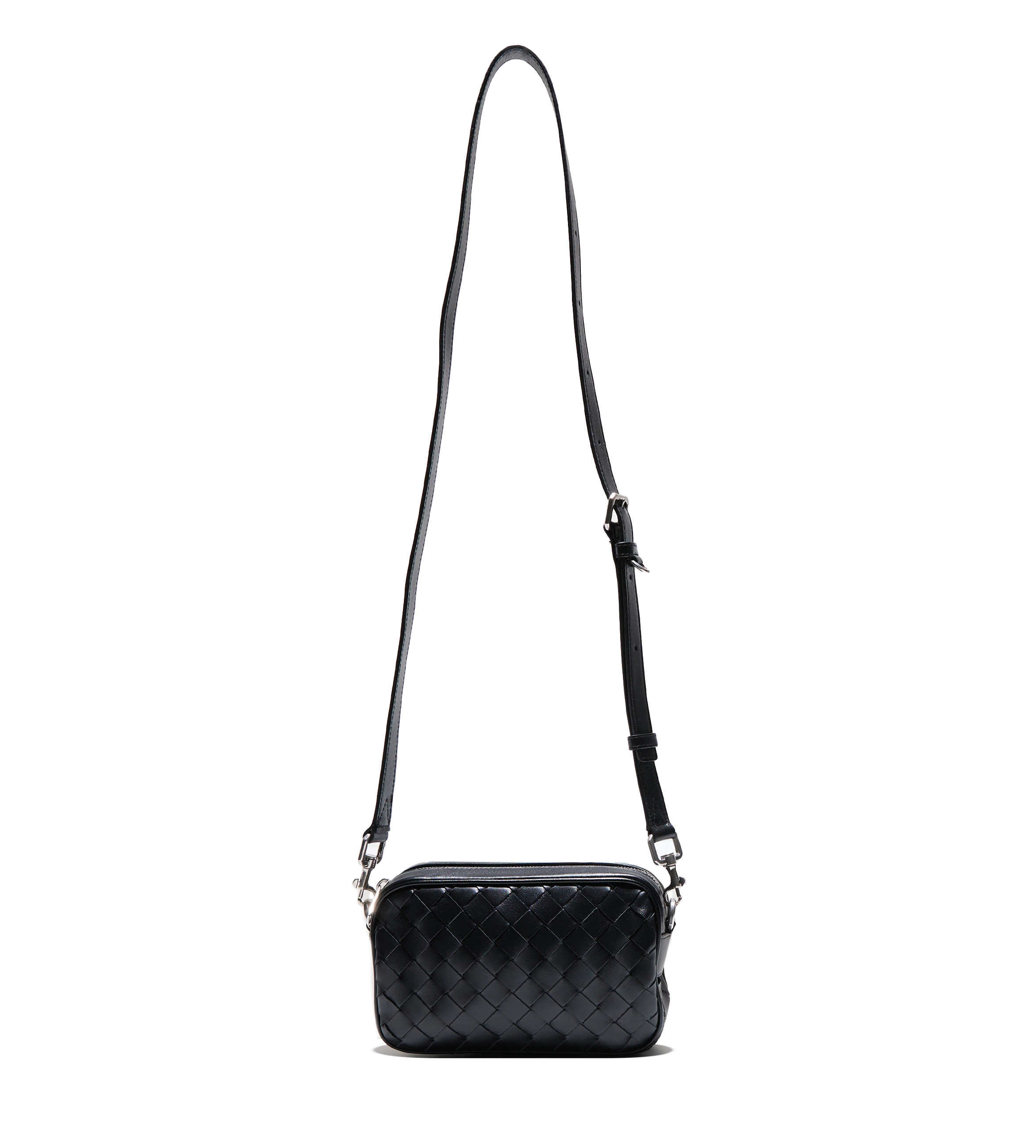 Mini Intrecciato Camera Bag Black Silver